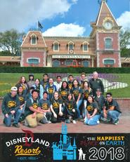 Symphonic Band gathered for a picture in front of Disneyland
